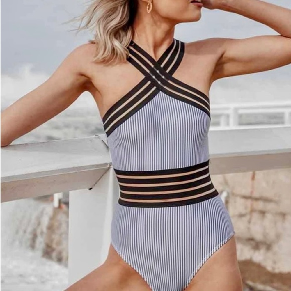 Aava swimsuit lugano cross over one piece size Large made in ITALY
